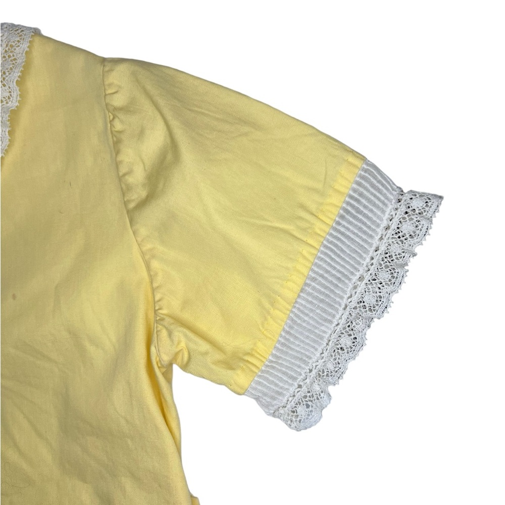 Miss L. Brogan Inc. New York Vintage Yellow Lace Cotton Romper Pearl Button Snap - Picture 3 of 15